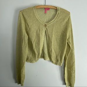 Charlotte Tarantola Gold Shimmer Cardigan Sweater *757